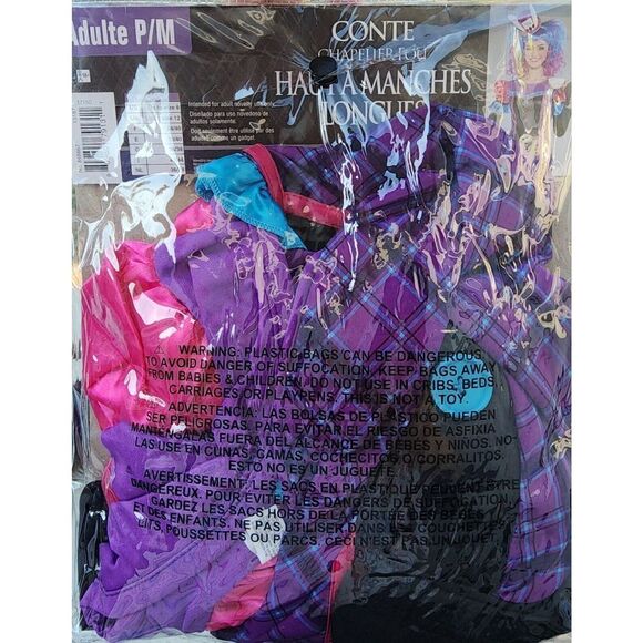 Storybook Mad Hatter Long Sleeve Costume Top Adult S/M Up to Size 8 Cosplay New - Picture 3 of 4